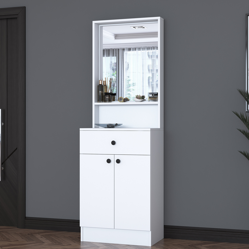 Mobilje hyrjeje Rockder pakoworld melamine e bardhë 60x35.5x182.8cm