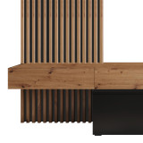 Njësi TV Litende pakoworld melamine e zezë-sonoma 249.5x42x199.5cm