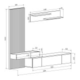 Njësi TV Litende pakoworld melamine e zezë-sonoma 249.5x42x199.5cm