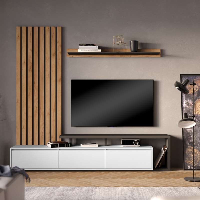 Claironse pakoworld set dhome ndenjeje melaminë antracit-krem 225x37.6x210cm