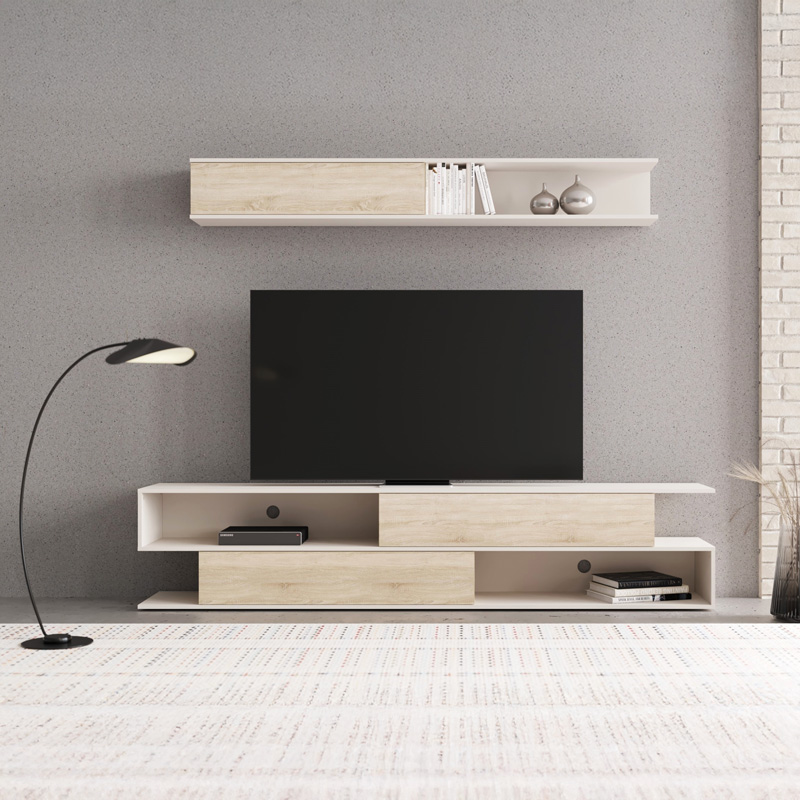 Set dhome ndenjeje Brick pakoworld në ngjyrë lisi sonoma-krem 240x40x50.4cm