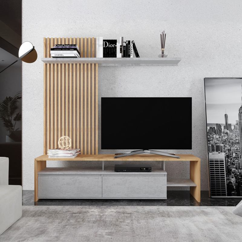 Set dhome ndenjeje Neo pakoworld në ngjyrë lis-gri 190x40x200cm