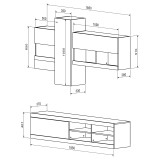 Set dhome ndenjeje Torania pakoworld sonoma-e bardhë 185x37x145cm