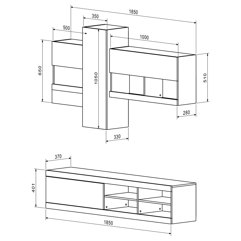Set dhome ndenjeje Torania pakoworld sonoma-e bardhë 185x37x145cm