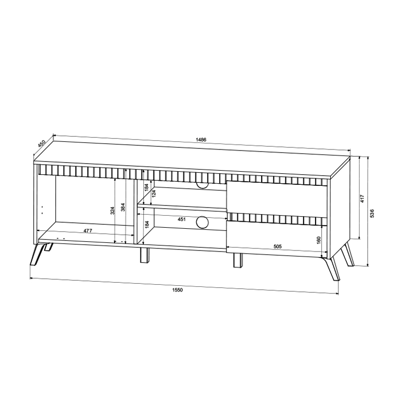 Mbajtëse TV Belka pakoworld krem me OAK 155x45x53.6cm