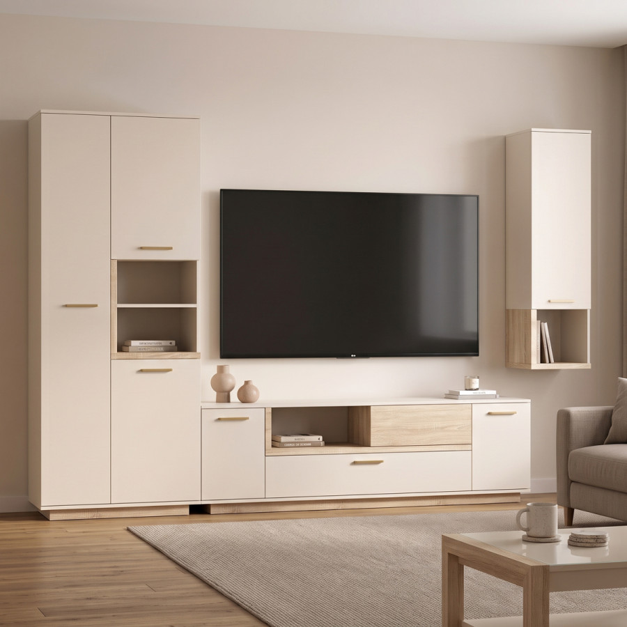 Komplet dhome ndenjeje Norda pakoworld krem me ngjyrë OAK 187x40x58.4cm
