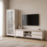 Komplet dhome ndenjeje Belka pakoworld krem me ngjyrë OAK 210x45x152.6cm