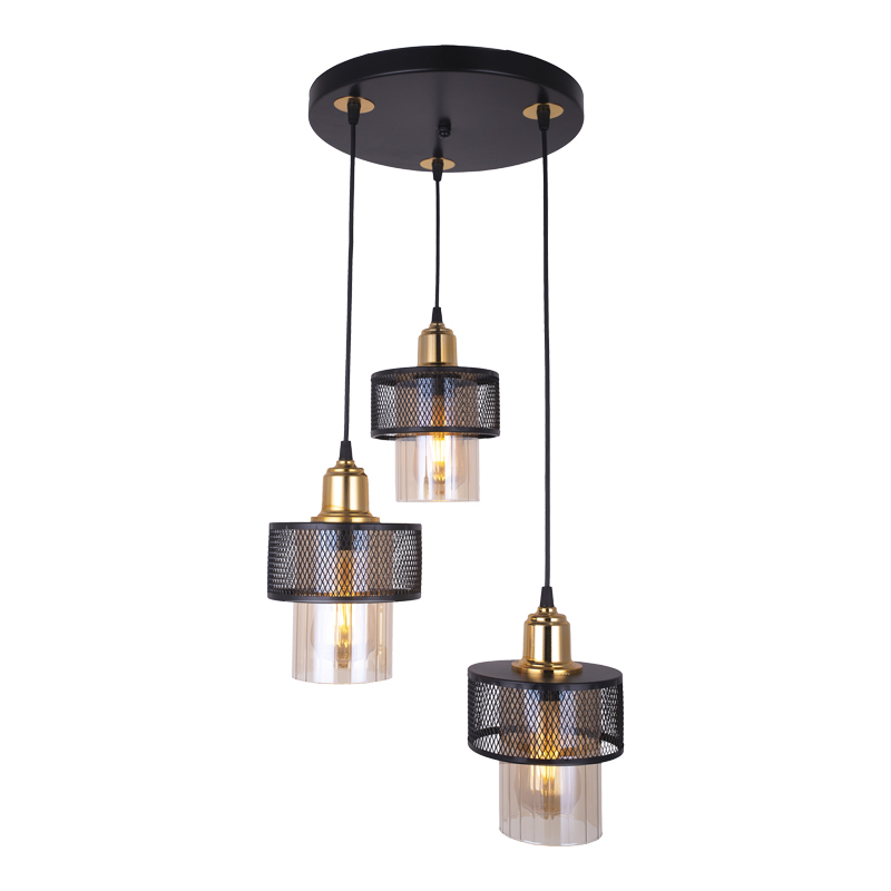 Ndriçues tavani me 3 drita PWL-1045 pakoworld E27 i zi-artë D30x85cm