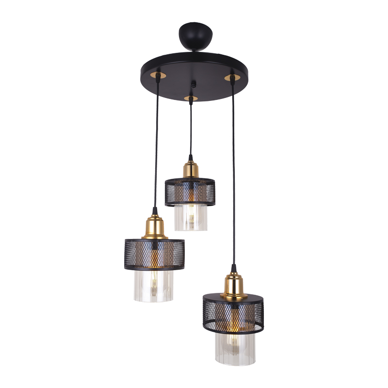 Llambë tavani me 3 drita PWL-1045 pakoworld E27 në të zezë-ar D30x85cm