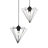 Llambë tavani me dy drita Tebour pakoworld E27 metal i zi 30x30x70cm