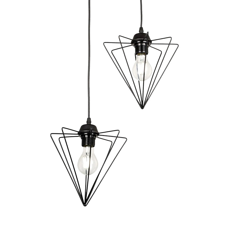 Llambë tavani me dy drita Tebour pakoworld E27 metal i zi 30x30x70cm