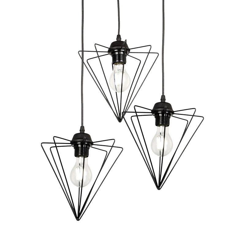 Llambë tavani me tre drita Tebour pakoworld E27 metal i zi 30x30x75cm