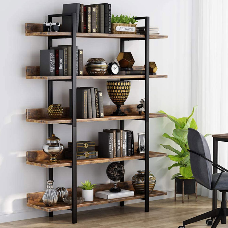 Bibliotekë Almond pakoworld arre-e zezë 119x27x185cm