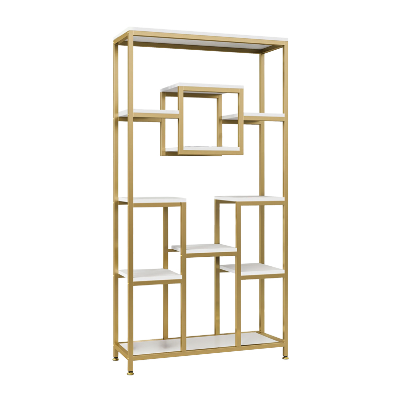 Raft librash metalik Aduti pakoworld në nuancë ari-të bardhë 100x34x182cm