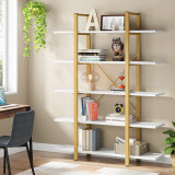 Bibliotekë Esthon pakoworld në përfundim mermeri të bardhë me metal të artë 120x32x180cm