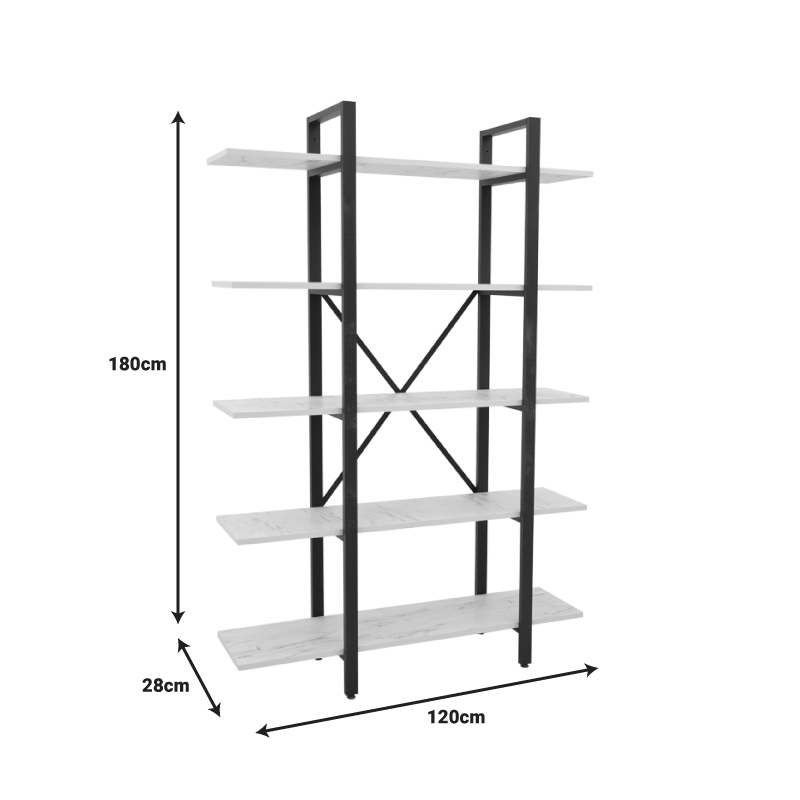 Bibliotekë Esthon pakoworld në përfundim mermeri të bardhë me metal të artë 120x32x180cm