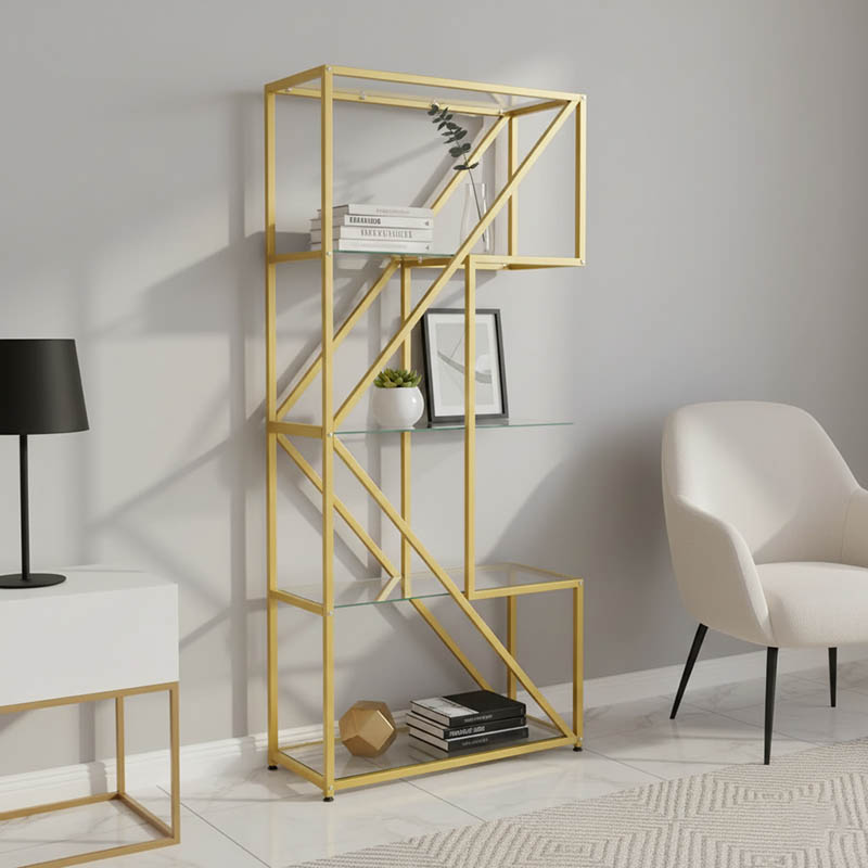 Raft Aylan pakoworld xham - metal në ton ari 100x30x177cm