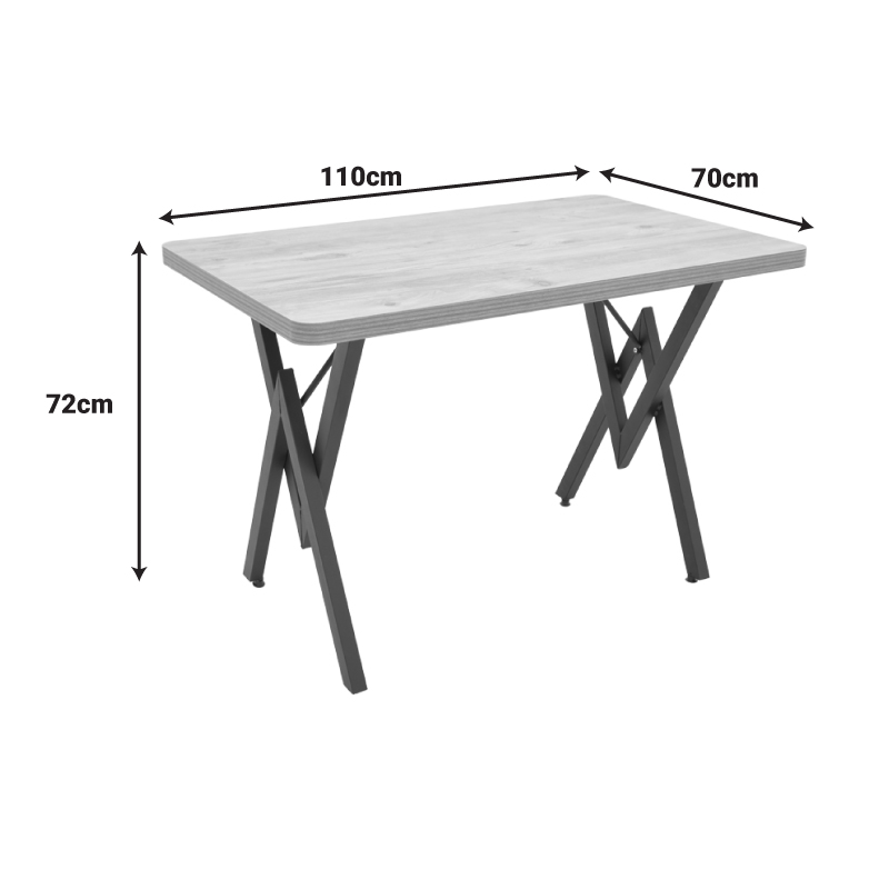 Tavolinë Vertex pakoworld lis me këmbë metalike të zeza 110x70x72cm