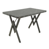 Tavolinë Vertex pakoworld me efekt mermeri të zi me këmbë metalike të zeza 110x70x72cm