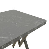 Tavolinë Vertex pakoworld me efekt mermeri të zi me këmbë metalike të zeza 110x70x72cm