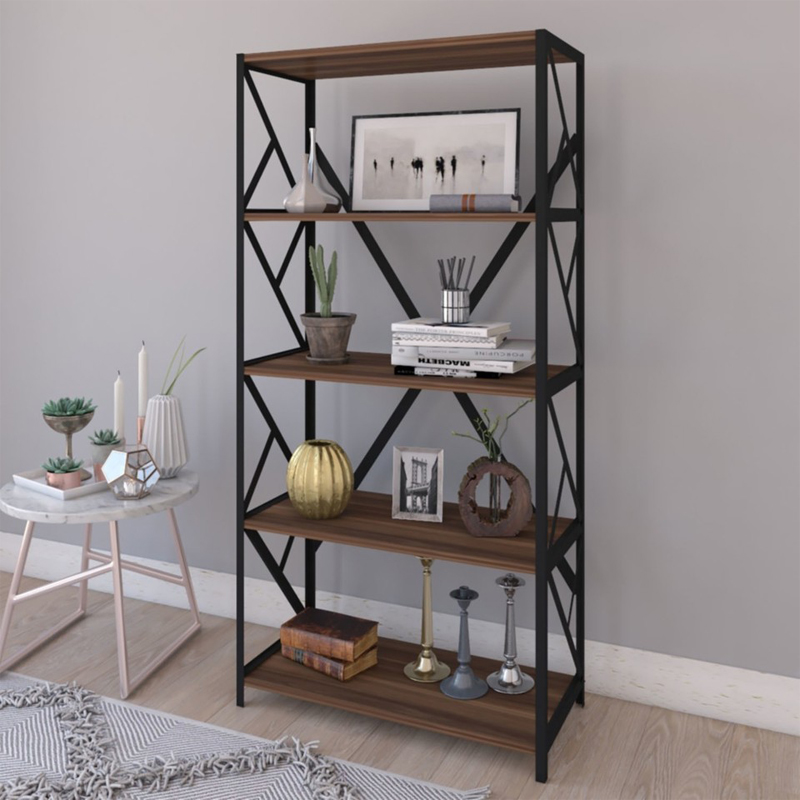 Bibliotekë Bimblem pakoworld arrë me metal të zi 60x30x150cm