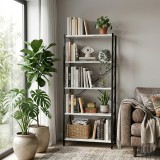 Bibliotekë Bimblem pakoworld mermer i bardhë me metal të zi 60x30x150cm