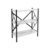 Raft i lirë Althea pakoworld mermer i bardhë me metal të zi 60x30x90cm