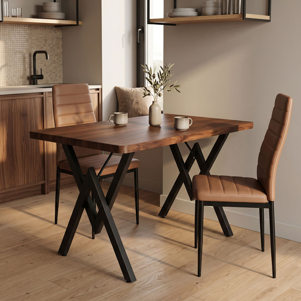 Tavolinë Vertex pakoworld WALNUT me metal të zi 110x70x72cm