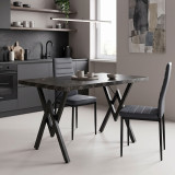 Tavolinë Vertex pakoworld mermer i zi dhe metal 110x70x72cm