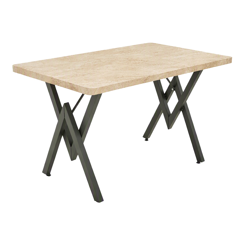 Tavolinë Vertex pakoworld me pamje travertini dhe metal të zi 110x70x72cm