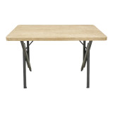 Tavolinë Vertex pakoworld me pamje travertini dhe metal të zi 110x70x72cm