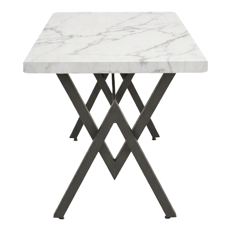 Tavolinë Vertex pakoworld mermer i bardhë me metal të zi 110x70x72cm