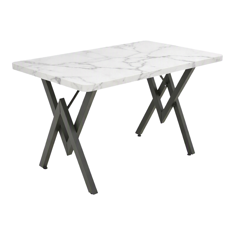Tavolinë Vertex pakoworld mermer i bardhë me metal të zi 110x70x72cm
