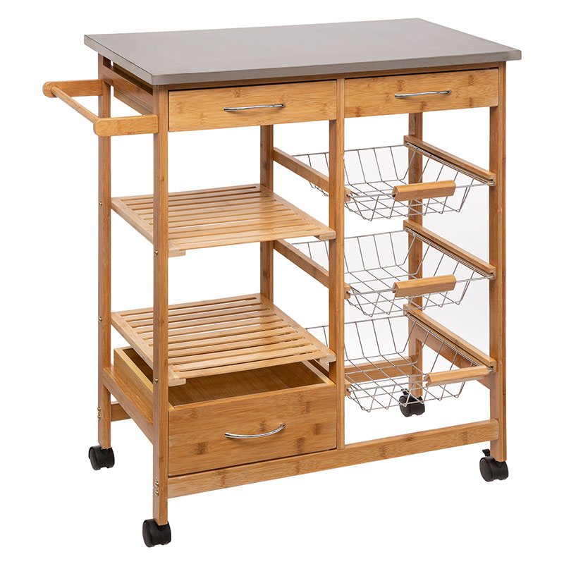 Karrocë me 7 nivele Esla pakoworld bambu natyrale-e bardhë 73,5x37x86cm