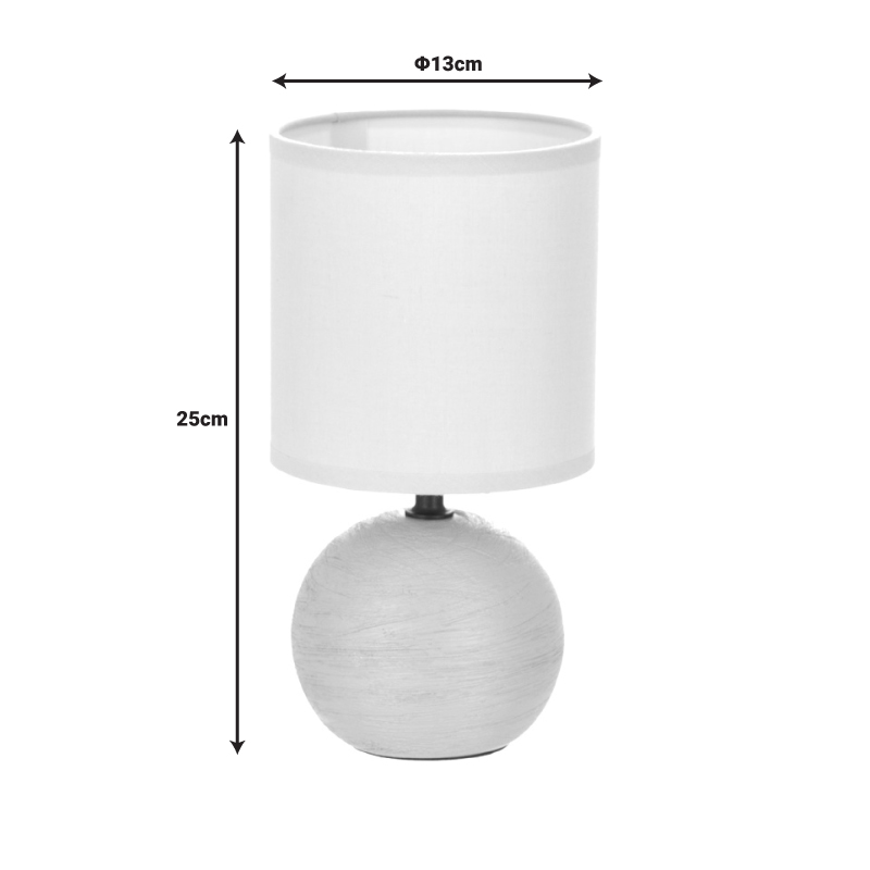 Llamba tavoline PWL-1210 pakoworld E14 60W qeramike gri D13x25cm