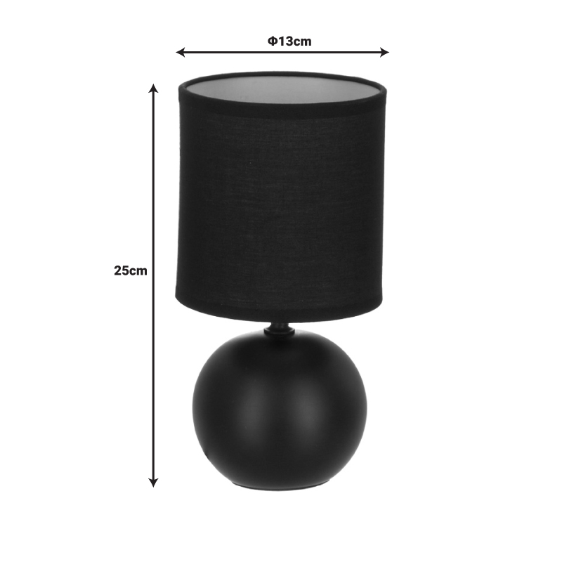 Llambë tavoline PWL-1210 pakoworld E14 60W qeramike e zezë D13x25cm