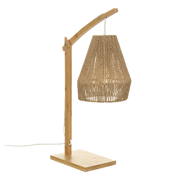 Llambë tavoline Sean pakoworld E27 40W bambu në nuancë bezhë 32.5x18x56cm