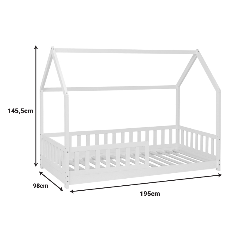 Krevat fëmijësh Sleeper pakoworld tip Montessori dru pishe në ngjyrë të bardhë 90x190cm