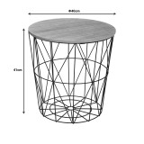 Tavolinë anësore Kumi pakoworld sipërfaqe tavoline mdf lisi dhe metal i zi D40x41cm
