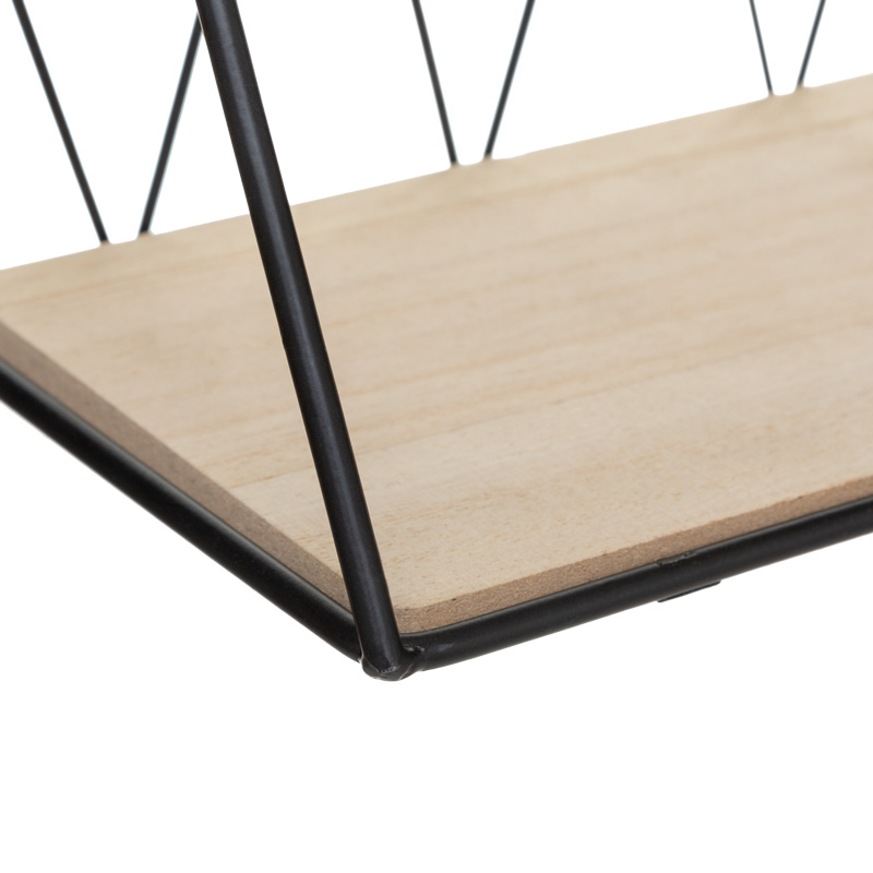 Raft muri Anneza pakoworld metal-mdf në ngjyrë natyrale-të zezë 48x12x20cm
