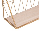 Raft muri Anneza pakoworld metal-mdf në ngjyrë natyrale-ari 48x12x20cm