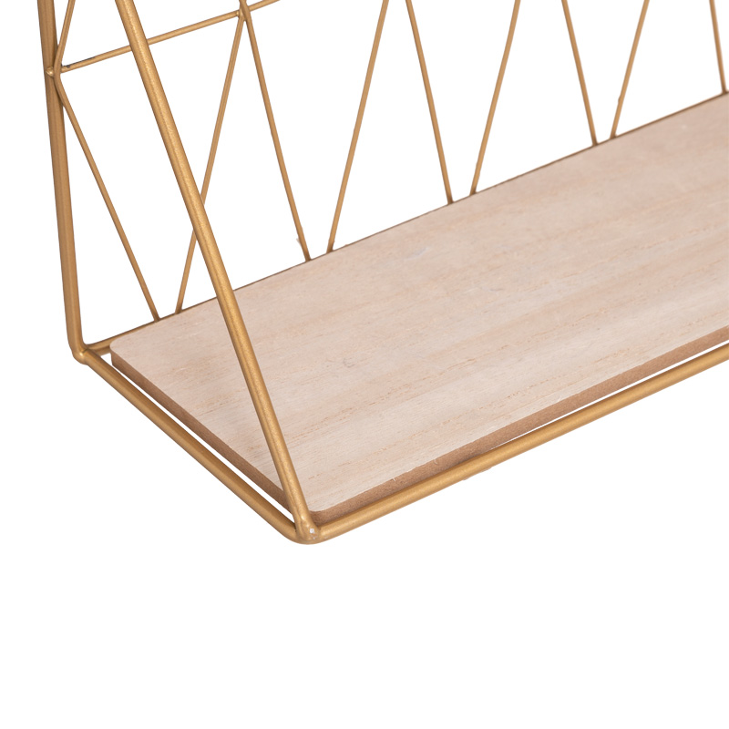 Raft muri Anneza pakoworld metal-mdf në ngjyrë natyrale-ari 48x12x20cm