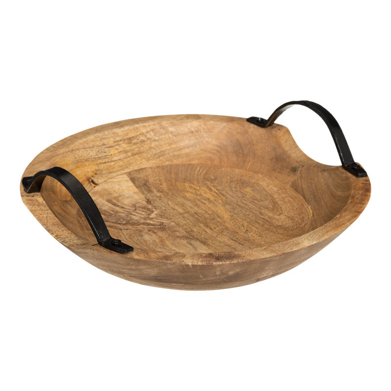 Tabaka dekorative Evria pakoworld dru mango në ngjyrë natyrale 30x30x8cm