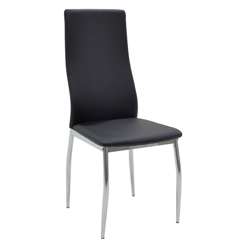 Set ngrënieje 5 copë Jacob-Jella pakoworld me xham-karrige pu e zezë 120x75x75.5cm