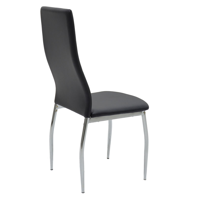 Set ngrënieje 5 copë Jacob-Jella pakoworld me xham-karrige pu e zezë 120x75x75.5cm