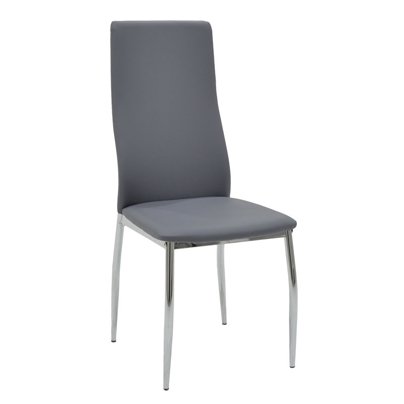 Set ngrënieje 5 copë Jacob-Jella pakoworld me karrige xhami gri pu 120x75x75.5cm