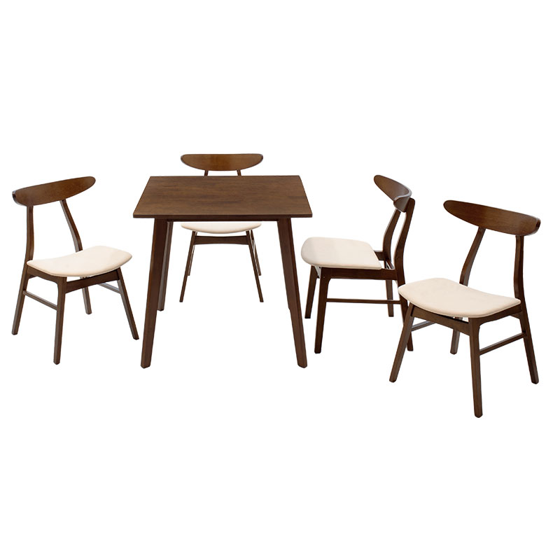 Set ngrënieje Benson - Orlean pakoworld 5 copë 80x80x75cm në arrë - pëlhurë bezhë