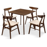 Set ngrënieje Benson - Orlean pakoworld 5 copë 80x80x75cm në arrë - pëlhurë bezhë