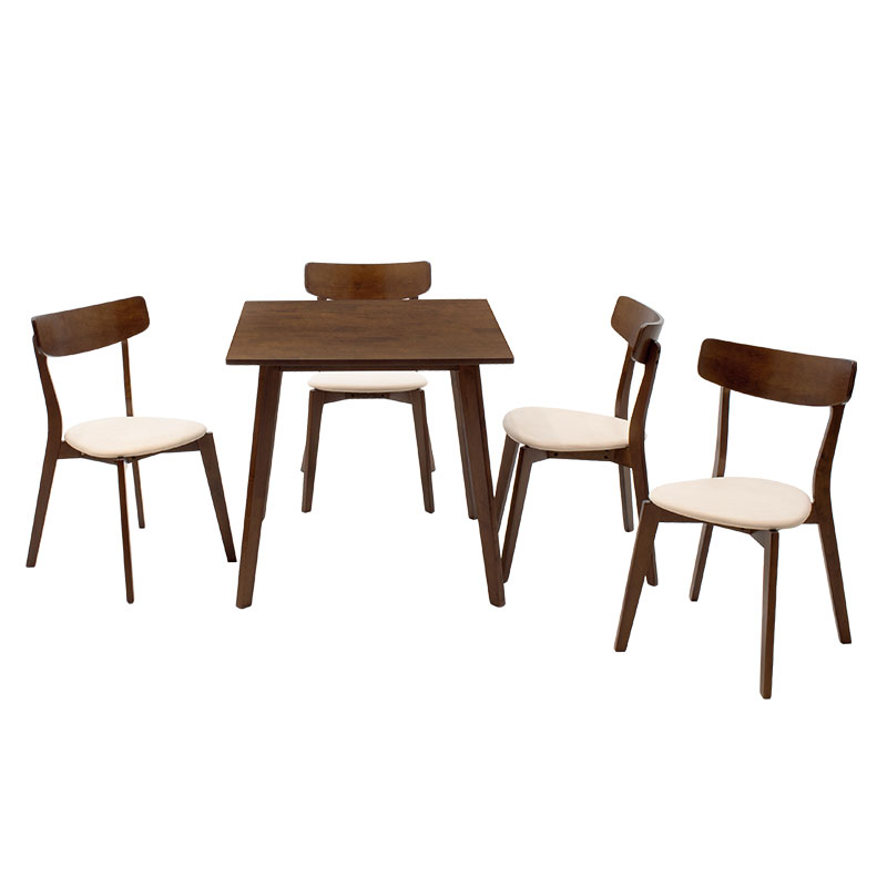Set ngrënieje Benson - Toto pakoworld 5 copë 80x80x75cm në arrë - pëlhurë bezhë
