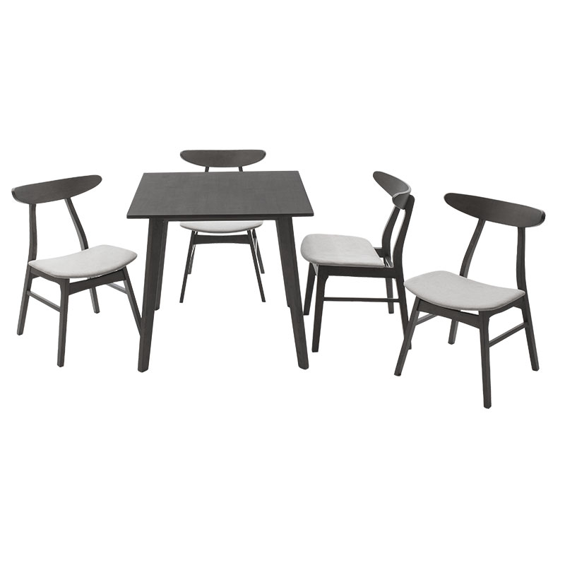 Set ngrënieje Benson - Orlean pakoworld 5 copë 80x80x75cm në gri rustike - pëlhurë gri